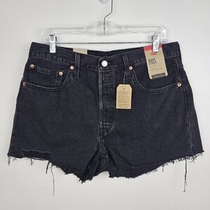 Levi's 501 Black Denim Jean Shorts NWT Button Fly